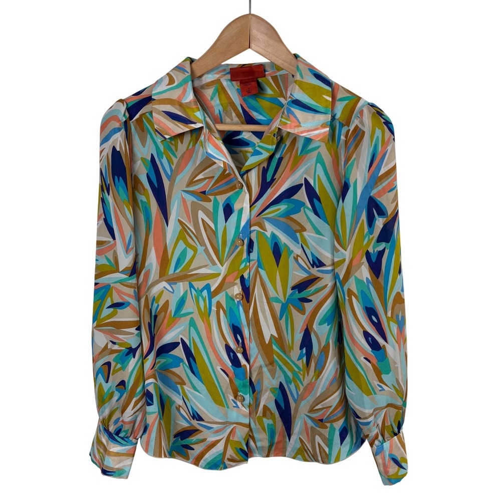 Missoni for Target Blouse S‎ Multicolor Abstract Print Button-Up Artistic Mod